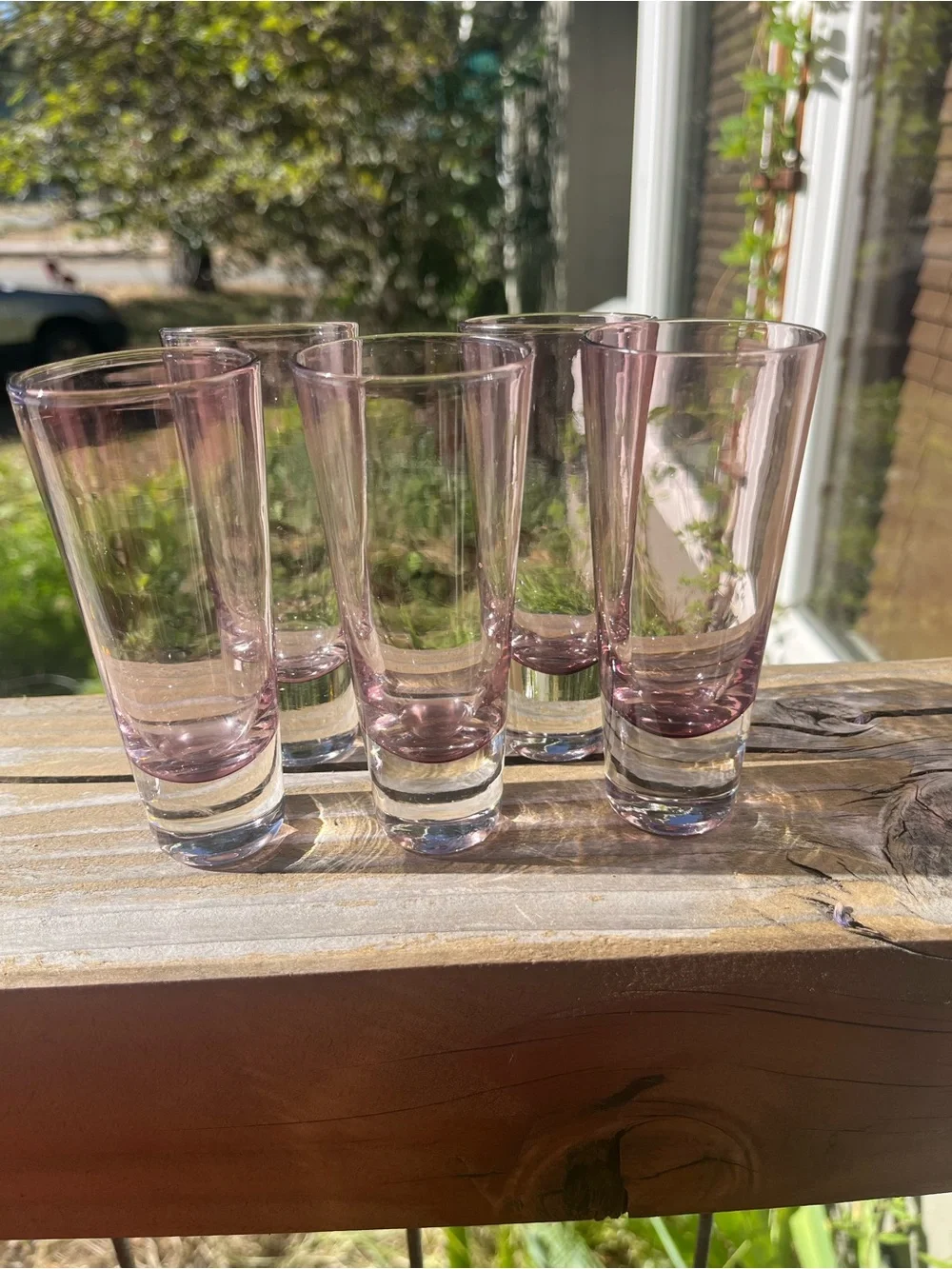 Set of 5 Vintage Pale Pink Double Shot Glasses Beautiful!